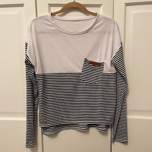 Black and White Long sleeve T Shirt Top